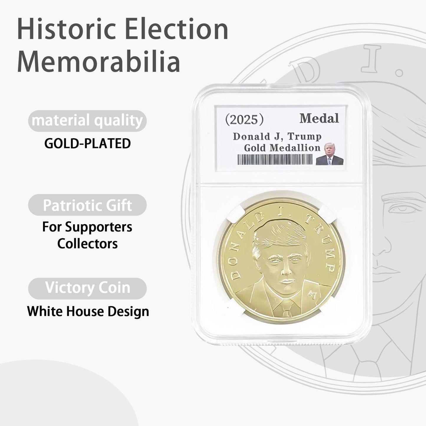 President Trump Victory Gold Collectible Coin 2025 - 47 President Edition